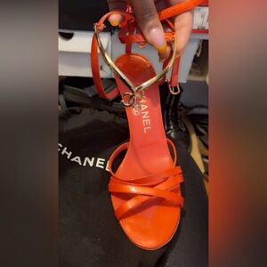 CHANEL Women's Vibrant Red Strappy Heels